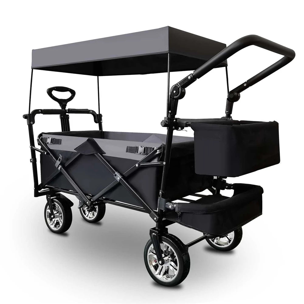 Outdoor Camping Vehicle with Shed, Multifunctional, Installation Free, Foldable Pole Camping Vehicle, Portable Shopping Cart