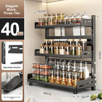 Multi-Layer Kitchen Storage Rack Carbon Steel for Spices and Tools
