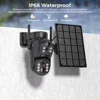 4K 8MP Solar Security Camera – Dual Lens WiFi PIR IP Camera