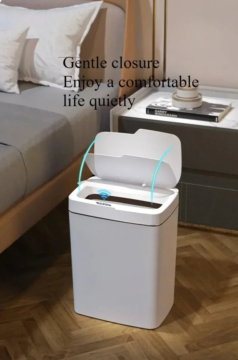Smart Sensor Trash Bedroom Kitchen Touchless Rubbish Cans Waterproof Moisture Wide Body Design Sealed Odor Locked Garbage Bin