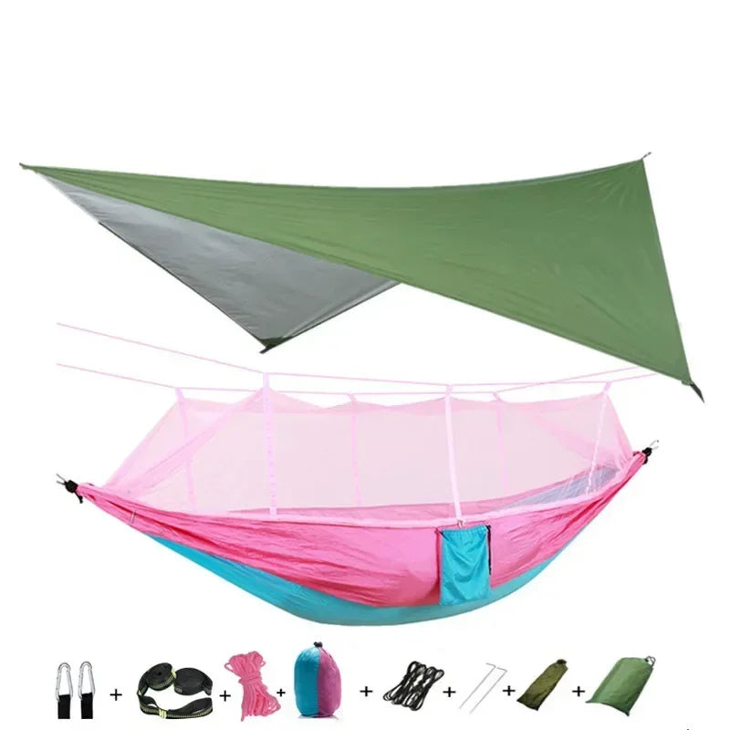 Swallowtail Camping Hammock with Mosquito Net & Rainfly