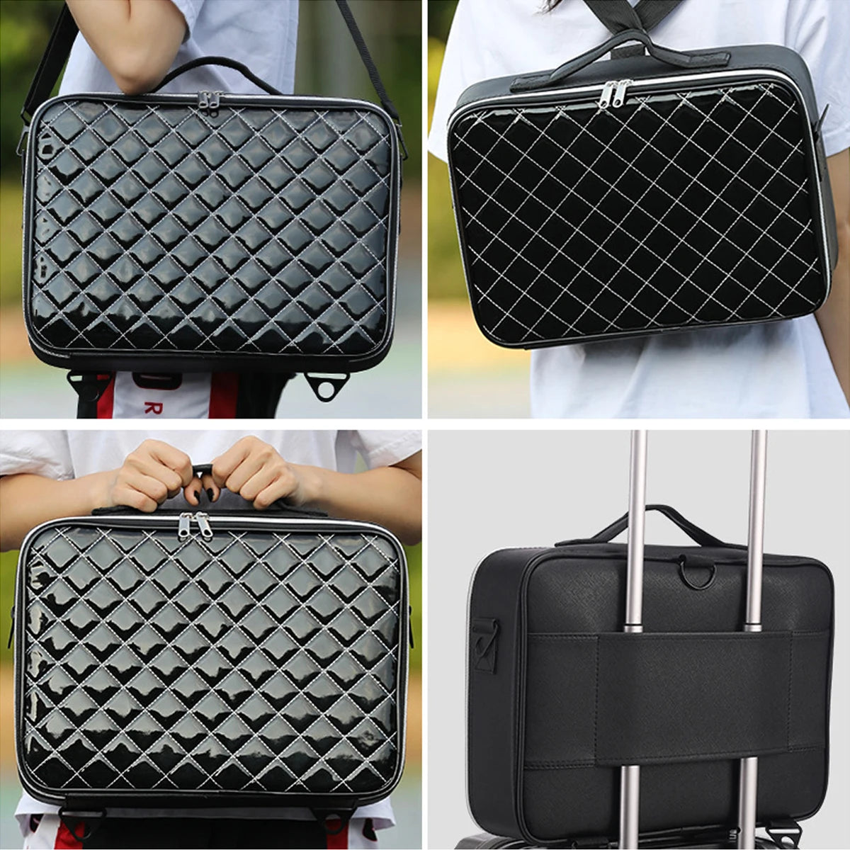 Diamond PU Makeup Case – Large Waterproof Travel Box