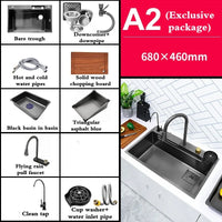 Modern Stainless Steel Waterfall Kitchen Sink – Single Bowl