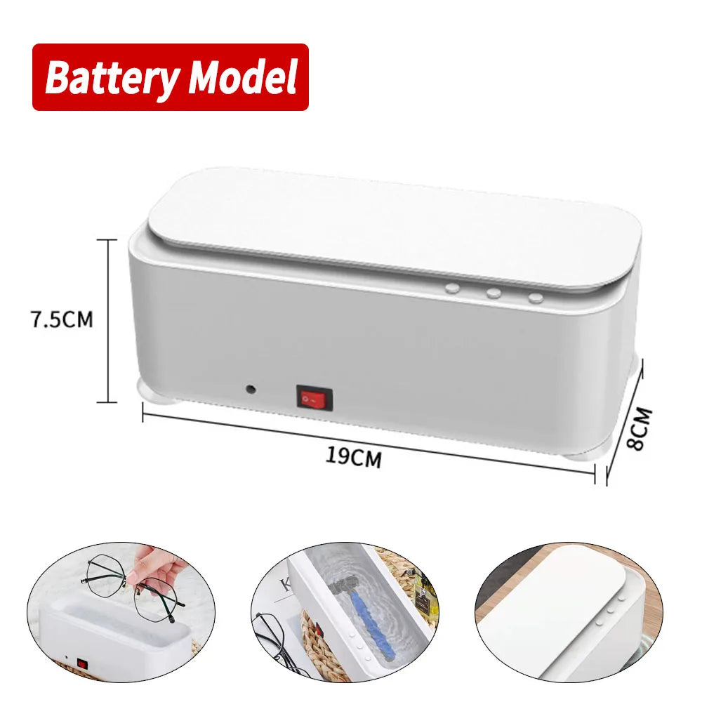 Ultrasonic High-frequency Vibration Cleaners 3 Gear 360 Degree Cleaning Machine Timing for Jewelry/Pacifier/Makeup Tool/Eyeglass