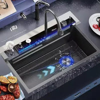 Modern Stainless Steel Waterfall Kitchen Sink – Single Bowl