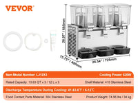 SucceBuy 2 3 Tanks Commercial Beverage Dispenser Ice Tea Drink Machine 304 Stainless Steel Juice Dispenser for Restaurant Hotel