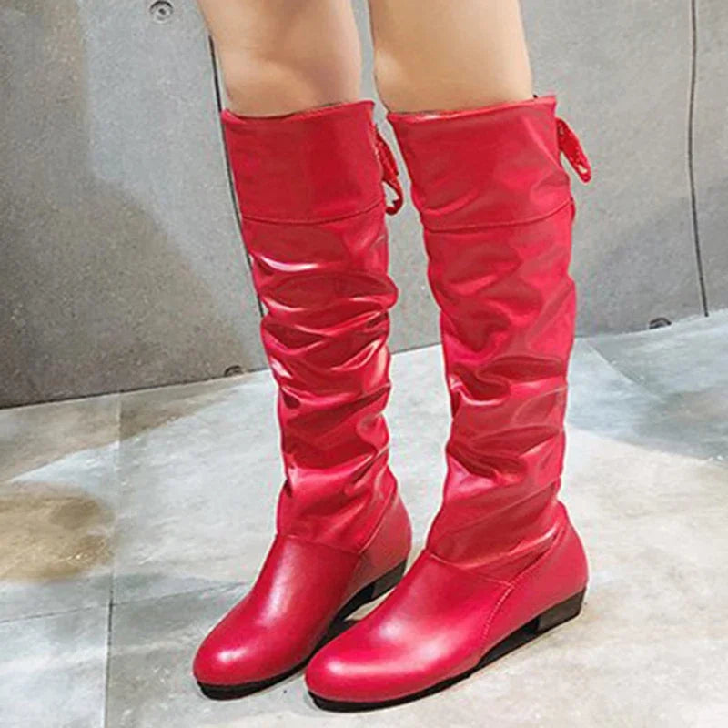 Shoes For Women 2022 Spring Knee High Boots Red Black White