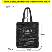 Women's Summer Beach Straw Style Tote Bag Handwoven Large Capacity Luxury Designer Travel Handbags Casual Portable Shoulder Bags