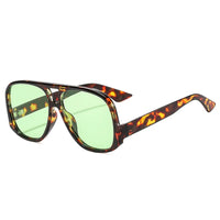 SO&EI Retro Double Bridges Pilot Women Sunglasses Fashion Candy Color Shades UV400 Trending Men Leopard Sun Glasses