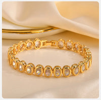 Vnox  Block Chain Bracelets For Women Cubic Zirconia Inlay, Gold Plated Fashion Charm Jewelry Gifts To Girlfriend