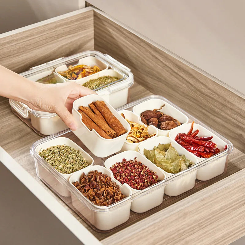 Multi-Grid Kitchen Spice Storage Box Sealed