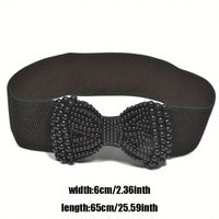 Women’s Large Bowknot Elastic Waist Belt for Dresses