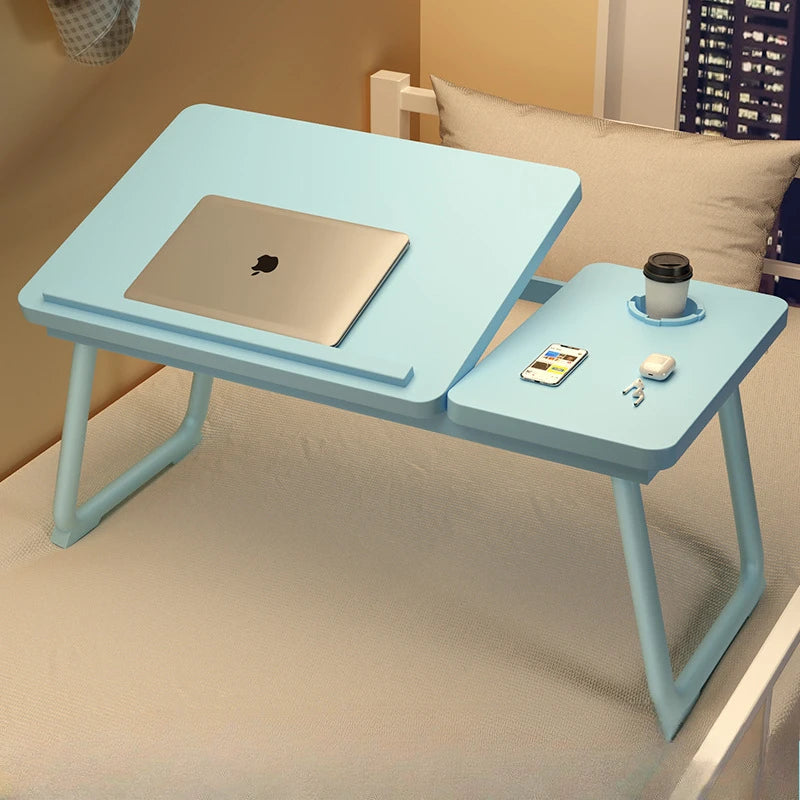 Work/Study in Bed Comfortably  Adjustable & Foldable Lap Desk with Cup Holder, Ventilated Design Prevents Overheating.