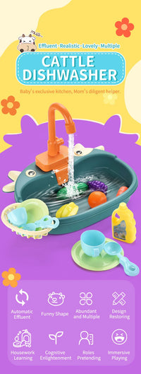 Kids Kitchen Sink Toy Set – Electric Pretend Play Dishwasher