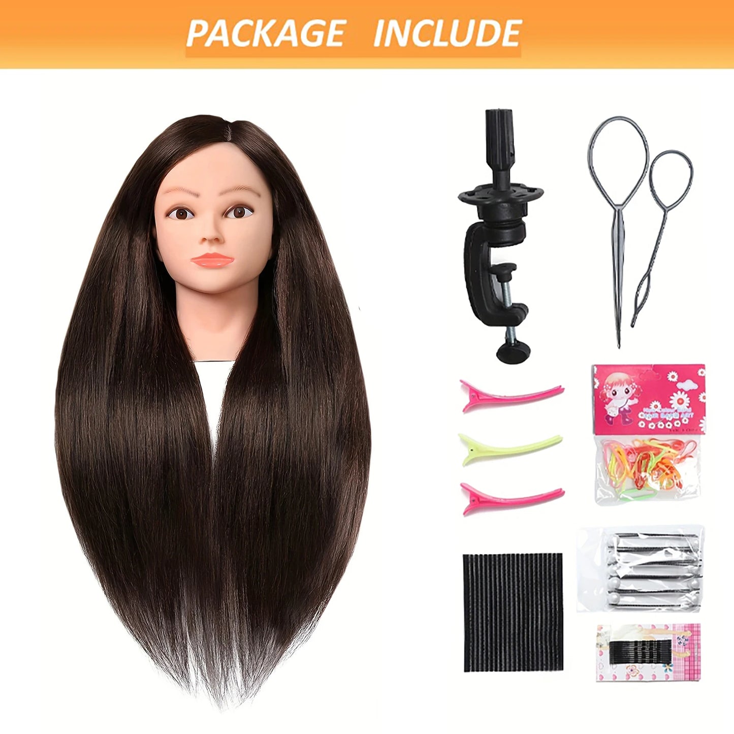 Mannequin Head with 80% Human Hair & Tripod Stand