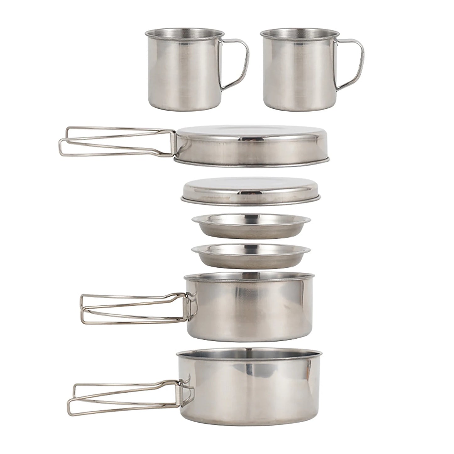 8PCS Camping Cookware Mess Kit Stainless Steel Pots