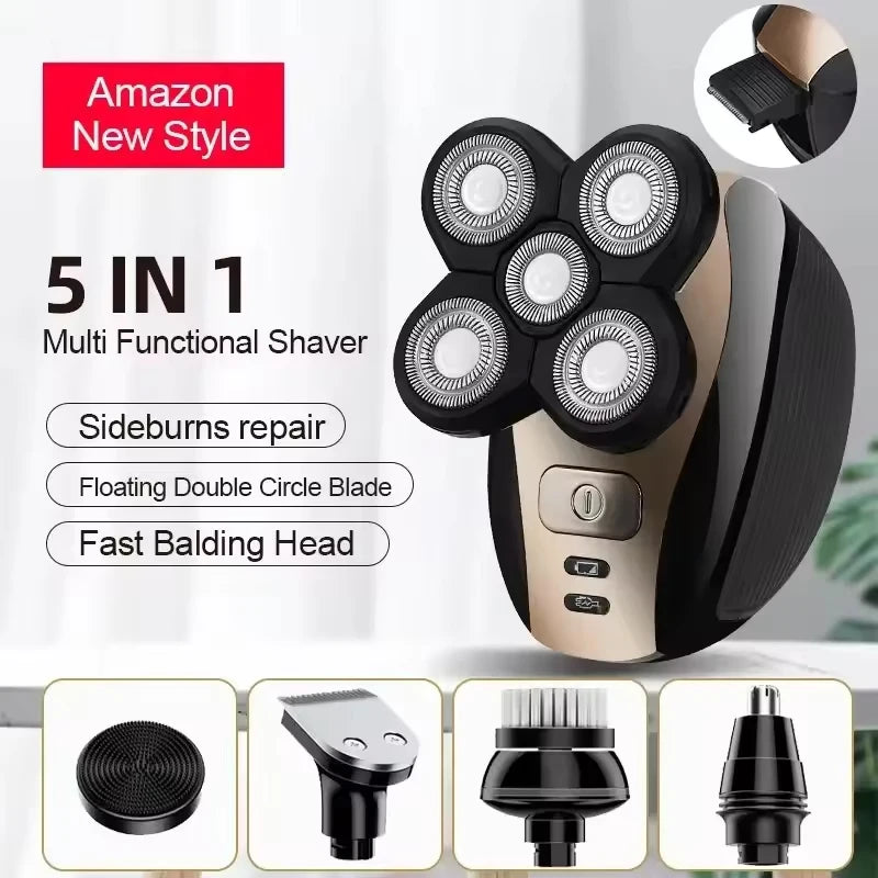 5-in-1 Rechargeable Waterproof Men’s Electric Shaver