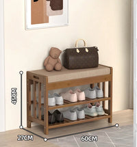 Bamboo Shoe Changing Stool – Modern Entryway Bench