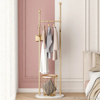 Gold Freestanding Metal Coat Rack with 6 Hooks