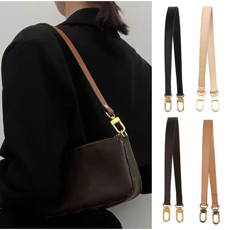 56cm Leather Bag Strap with Golden Buckle – Replacement Belt