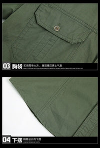 Men Cargo Shirt Short Sleeve Casual Cotton Work Shirt