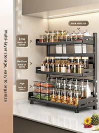 Multi-Layer Kitchen Storage Rack Carbon Steel for Spices and Tools