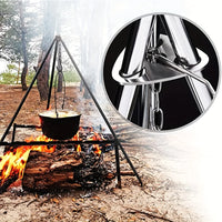 Portable Camping Gear and Equipment  Detachable Outdoor Barbecue Tripod Hanging Rack  Campfire Cooking Accessories Set