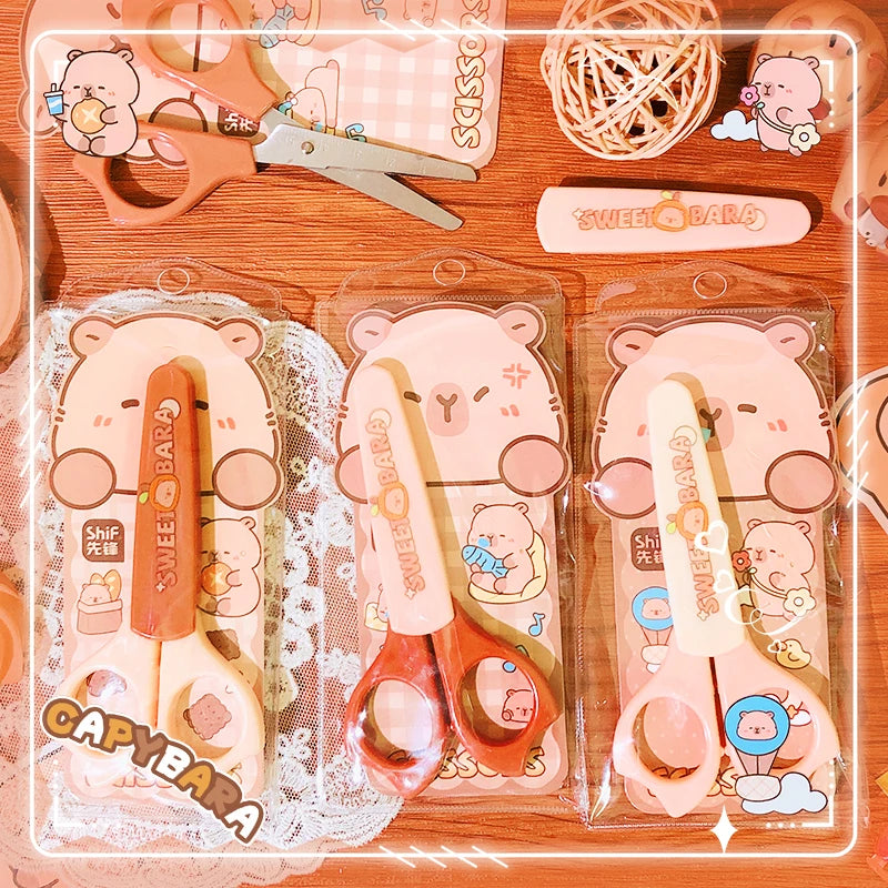 school supplies kawaii stationery scissors office supplies and school acsesories cute capybara mini scissors Pretty stationery