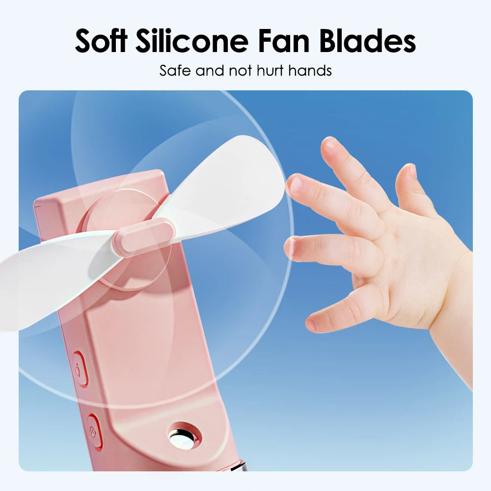 Portable Handheld Mist Fan USB Rechargeable Folding Hand Fan With Water Spray Mist Portable USB Mini Charging Fan Office Fan