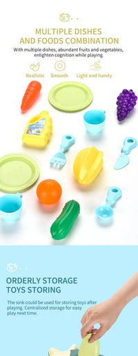 Kids Kitchen Sink Toy Set – Electric Pretend Play Dishwasher
