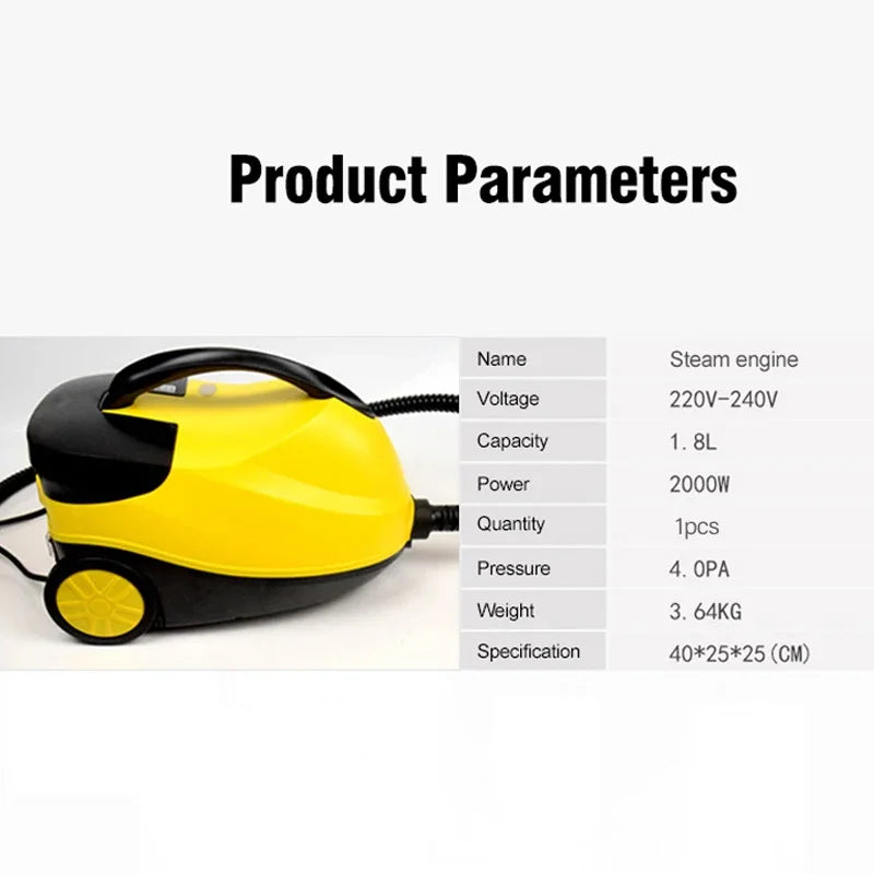 220V Electric Steam Cleaner – 2000W High-Temp Disinfection