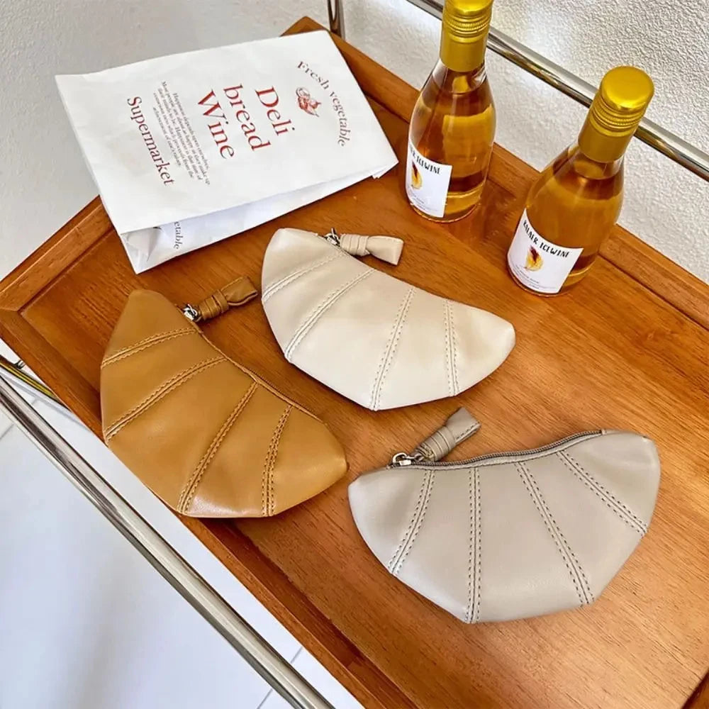 French Croissant Zipper Wallet & Makeup Handbag