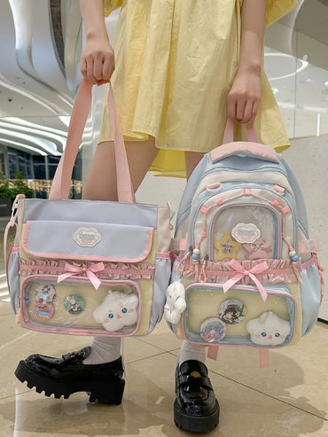 Large Capaci Children's School Bag Set for Girls Primary And Middle School Double oulder Bapa Sweet College Sle