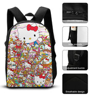 School Bag Printed Book Bag School Bags Boys 17 Inch Pencil Case School Backpack Lunch Bag Hello Kitty Sanrio