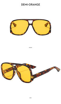 SO&EI Retro Double Bridges Pilot Women Sunglasses Fashion Candy Color Shades UV400 Trending Men Leopard Sun Glasses