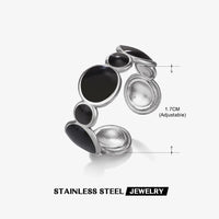 Stainless Steel White Black Enamel Rings for Women Gold Color Heart Star Geometric Open Rings Fashion Jewelry Gift Wholesale