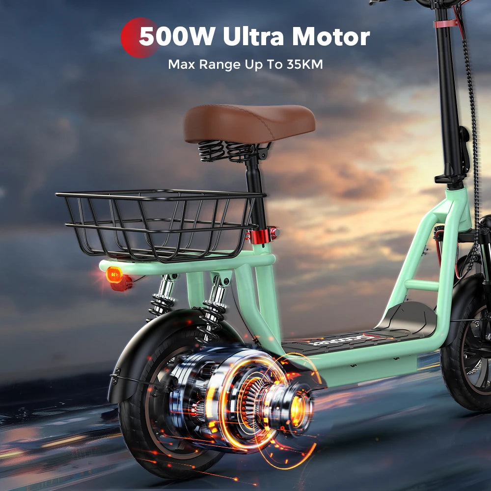 i12 Electric Scooter Foldable with Seat & Basket