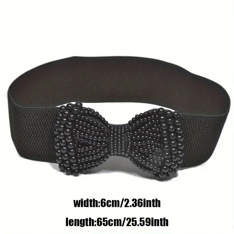 Women’s Large Bowknot Elastic Waist Belt for Dresses