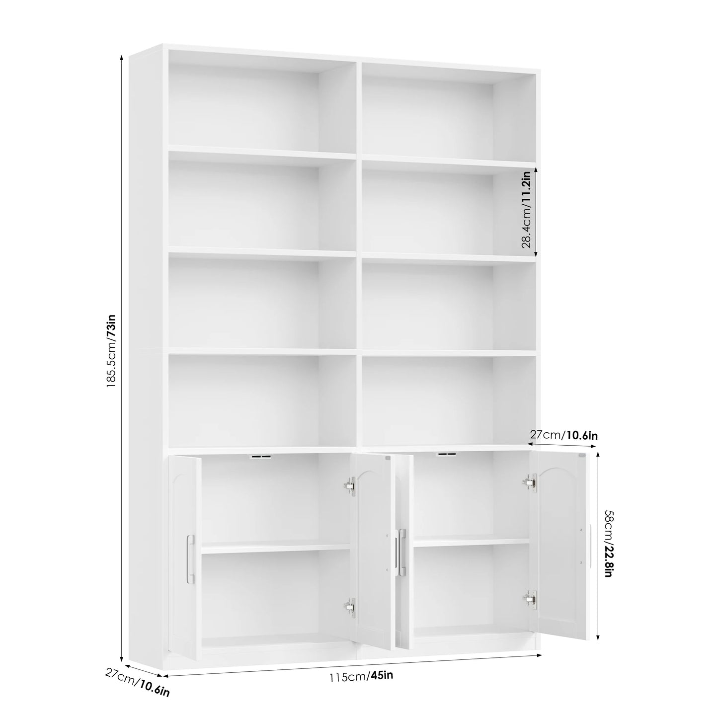 Getone Bookshelf Wardrobe with 12 Compartments & Doors