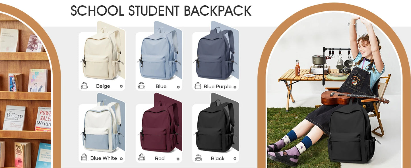 School backpack for Girl, Aesthetic Backpack for Women Cute Bookbag Preppy College Casual Lightweight Laptop Backpack Anti theft