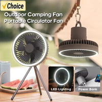 Rechargeable Camping Fan with LED Light – Portable 10000mAh