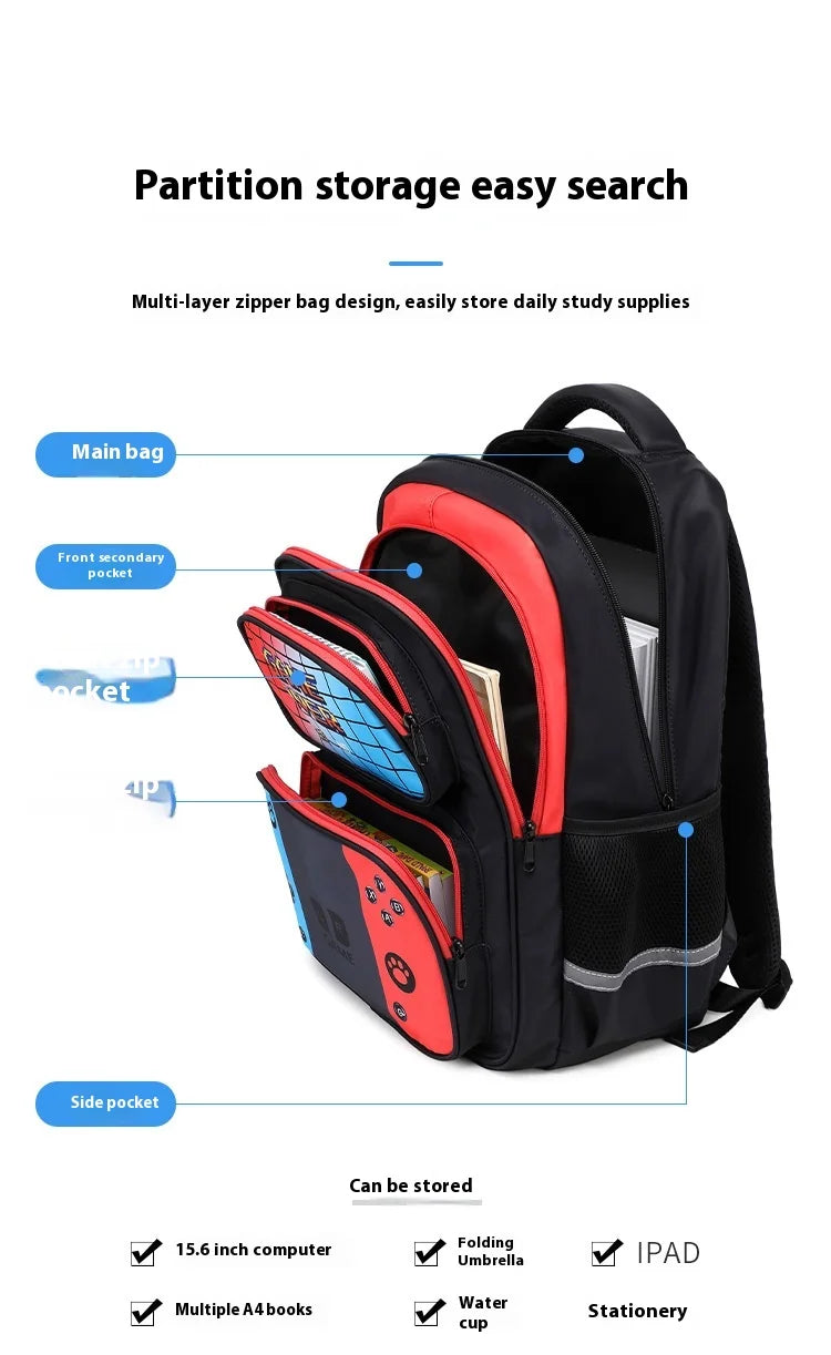 Back To School Game Console Pattern DIY School Bags for Primary and Secondary Students Lunch Bag Shoulder Bags Three Sets