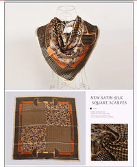 BYSIFA Beige Coffee Peony Silk Scarf Women 90x90cm