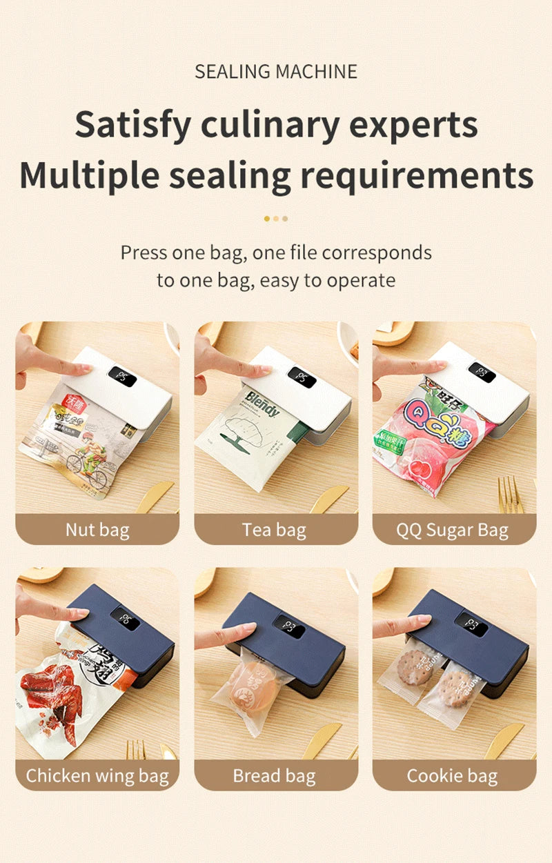 Plastic Bags Sealer Mini Sealing Machine Rechargeable Mini Heat Bag Sealer Food Packaging Sealing Machine Portable Bags Sealer