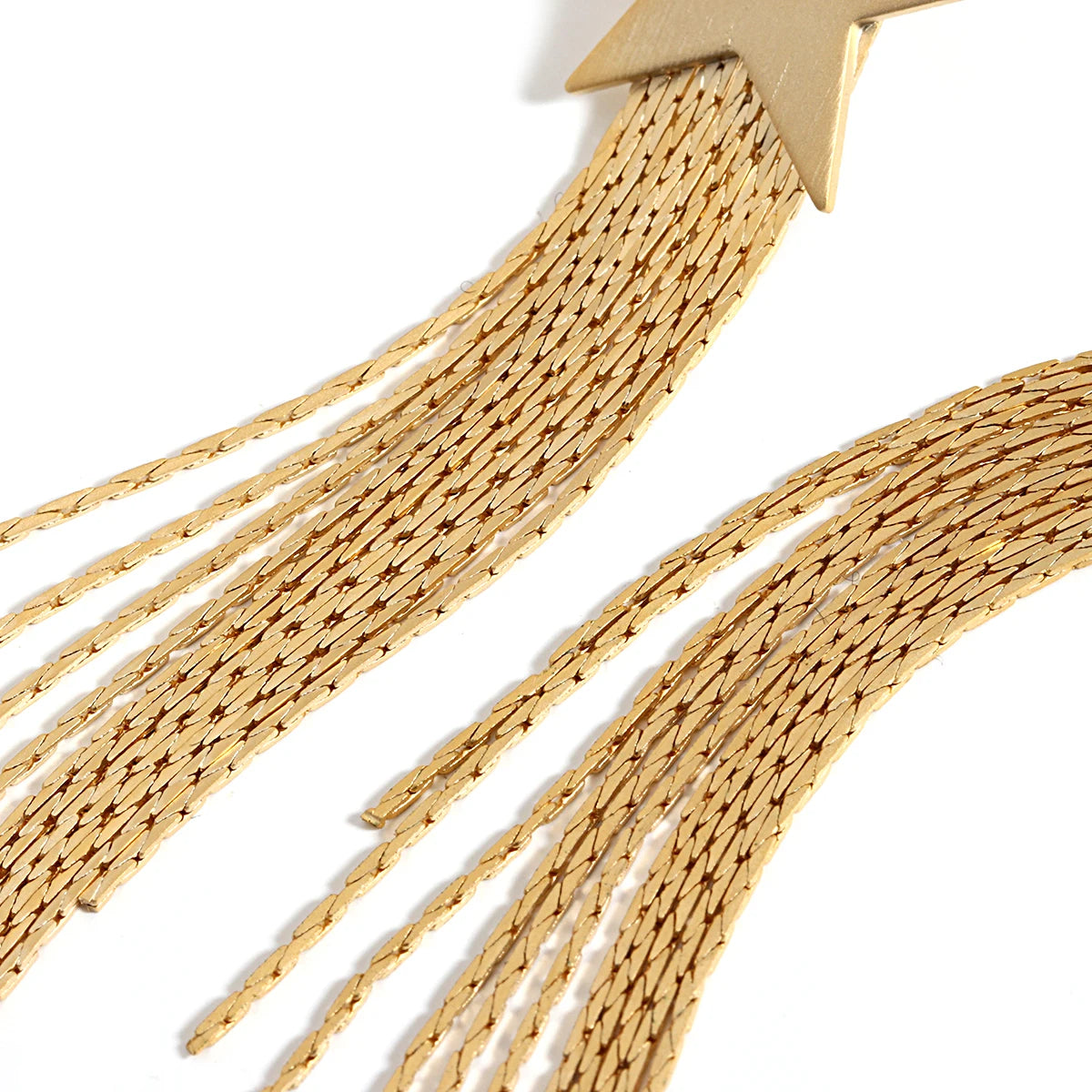 AENSOA Gold Star Tassel Drop Earrings for Women
