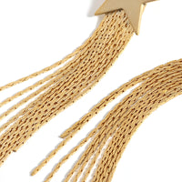 AENSOA Gold Star Tassel Drop Earrings for Women