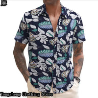 Men’s Summer Linen Print Short Sleeve Casual Shirt