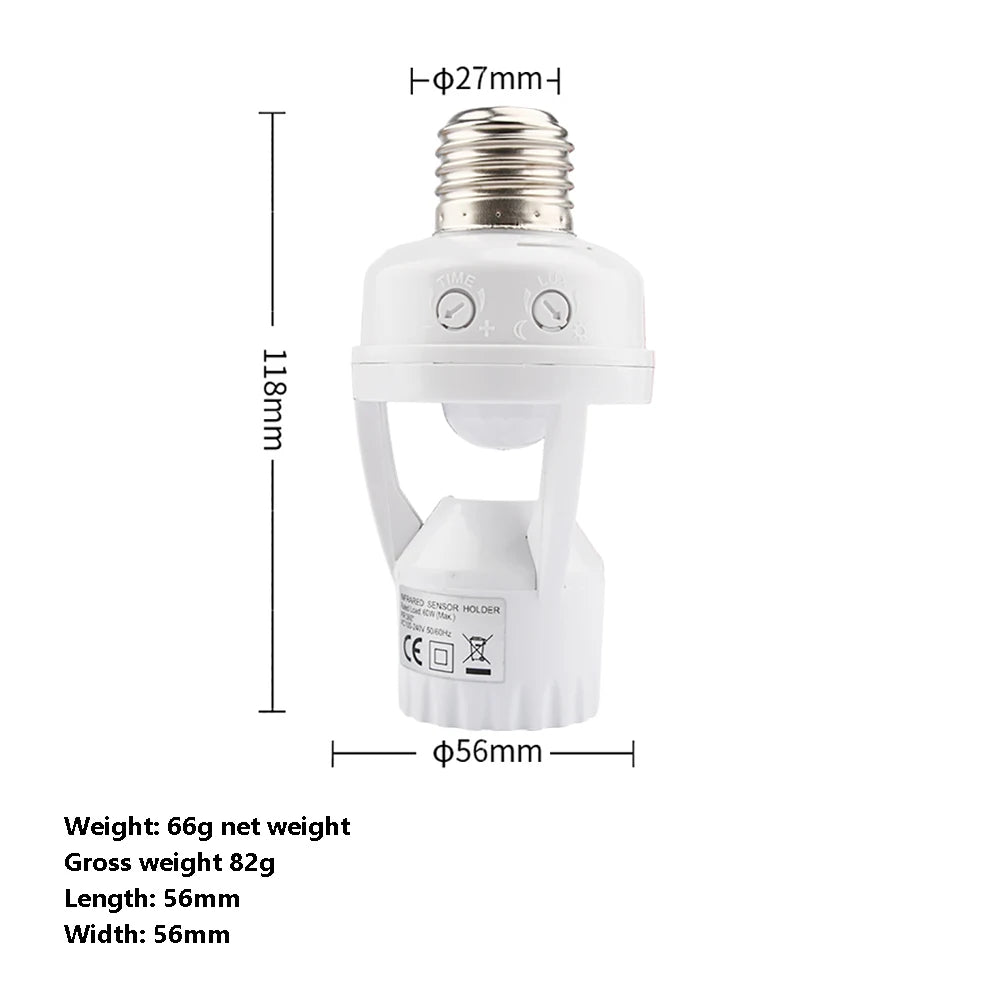 60W E27 PIR Sensor Smart Lamp Base
