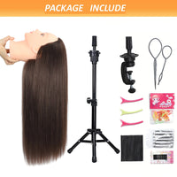 Mannequin Head with 80% Human Hair & Tripod Stand
