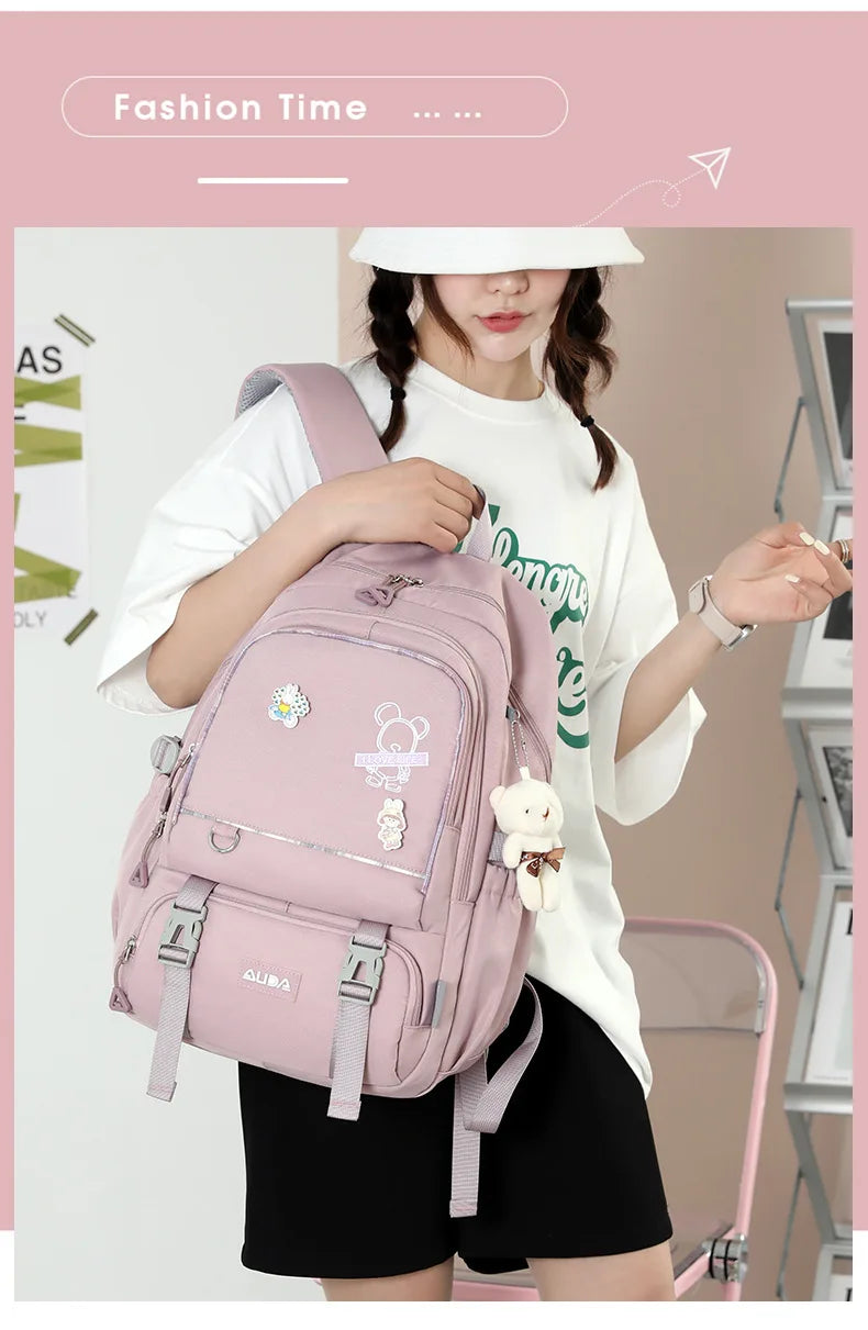 Children School Bags For Girls Large Schoolbag Kawaii Primary School Backpack Kids Book Bag Waterproof Laptop Travel Rucksack